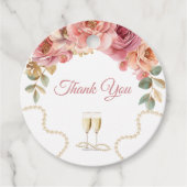 Elegante parels & Prosecco bruidsfeest favorabel e Bedankjes Labels (Voorkant)