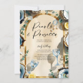 Elegante Parels & Prosecco Bruidsfeest Kaart (Voorkant)