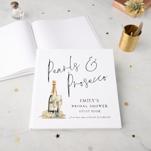 Elegante Parels Prosecco Bruidsjonker Gastengasten Gastenboek (Voorkant open)