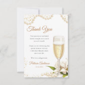 Elegante Parels & Prosecco Bruidsmeisje Shower Wat Bedankkaart (Voorkant)