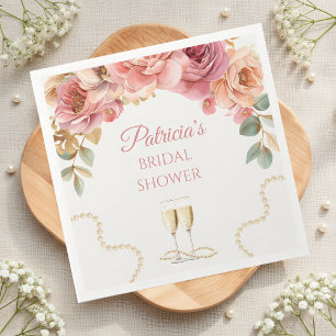 Elegante Parels & Prosecco Bruidsuitnodiging Servet
