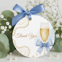 Elegante Parels & Prosecco Bruiloft Favor Tag