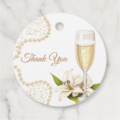 Elegante parels & Prosecco bruiloftsfeest favor ta Bedankjes Labels (Voorkant)
