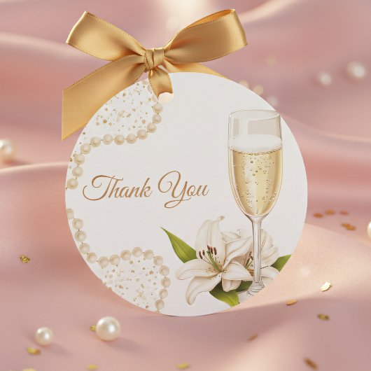 Elegante parels & Prosecco bruiloftsfeest favor ta Bedankjes Labels