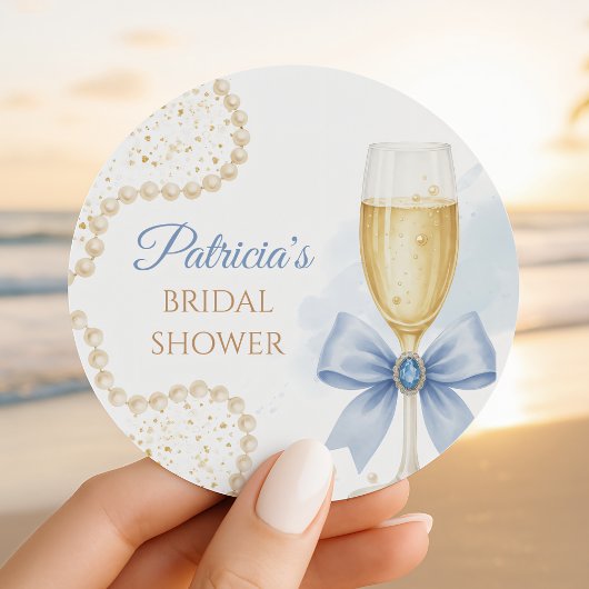Elegante Parels & Prosecco Bruiloftsfeest Sticker