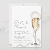 Elegante Parels & Prosecco Champagne Vrijgezellenf Kaart (Voorkant)