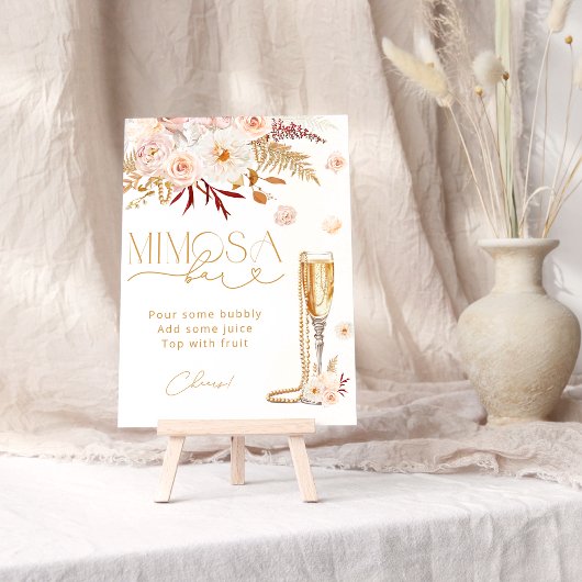 Elegante parels & Prosecco Floral Bridal Mimosa Ba Poster