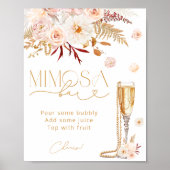 Elegante parels & Prosecco Floral Bridal Mimosa Ba Poster (Voorkant)