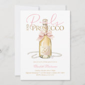 Elegante Parels & Prosecco Roze Strik 50e Verjaard Kaart (Voorkant)