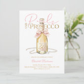 Elegante Parels & Prosecco Roze Strik 50e Verjaard Kaart (Staand voorkant)