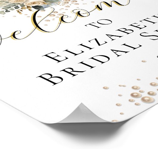 Elegante parels & Prosecco Script Welkomstbord Poster (Hoek)