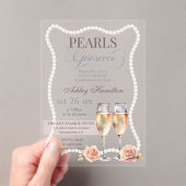Elegante Parels & Prosecco Vrijgezellenfeest Acryl Uitnodigingen (Insitu (Draagbaar))