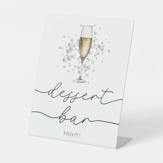 Elegante parels & Prosecco Vrijgezellenfeest Desse Reclamebord Met Voetstuk (Voorkant)