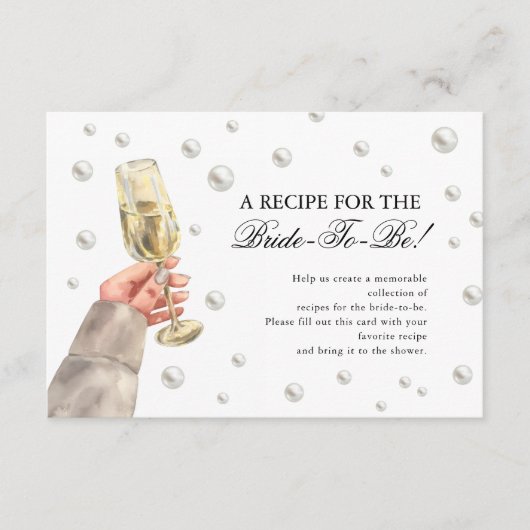 Elegante Parels & Prosecco Vrijgezellenfeest Recep Informatiekaartje (Voorkant)