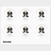 Elegante Parels & Prosecco Zwart Lint Bruidsdouche Ronde Sticker (Vel)