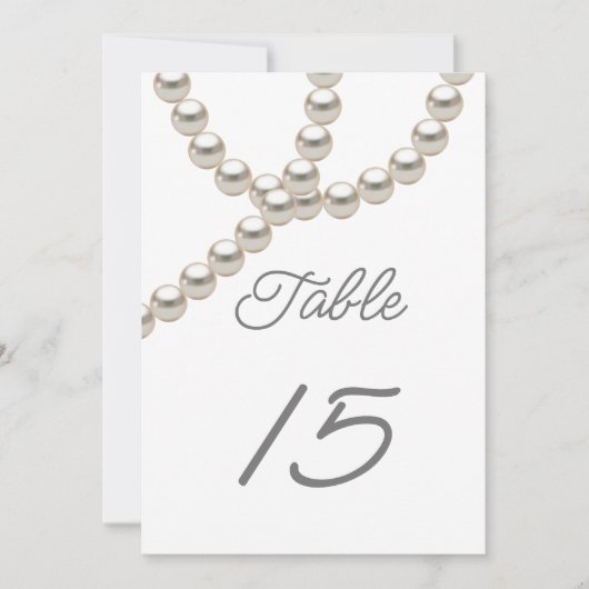 Elegante parels trouwtafel nummer kaart (Voorkant)