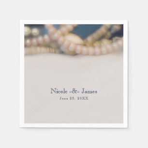 Elegante parels & zee schelp strand bruiloft recep servetten