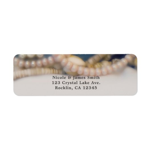 Elegante Parels & Zee Schelpen Strand Bruiloft Etiket (Voorkant)
