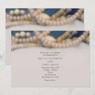 Elegante Parels & Zee Schelpen Strand Bruiloft Kaart