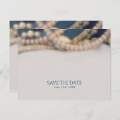 Elegante parels & Zee Schelpen Strand Save the Dat Aankondigingskaart (Voorkant / Achterkant)