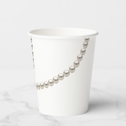 Elegante Parelsnoer Bruidsjurk Shower Papieren Bekers (Achterkant)