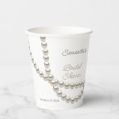 Elegante Parelsnoer Bruidsjurk Shower Papieren Bekers (Voorkant)