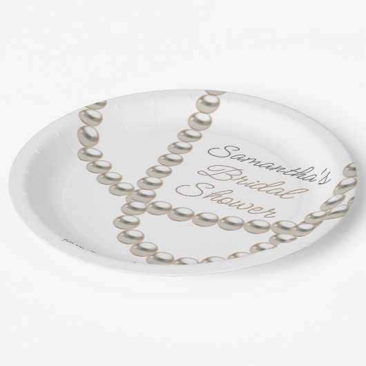 Elegante Parelsnoer Bruidsmeisjesfeest Papieren Bordje (Gekanteld)