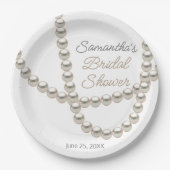 Elegante Parelsnoer Bruidsmeisjesfeest Papieren Bordje (Voorkant)
