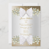 Elegante Pareltjes & Bow Gold Verjaardag Kaart (Voorkant)