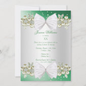 Elegante Pareltjes & Bow Green Verjaardag Kaart (Voorkant)