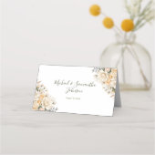 Elegante parelwitte en ivoor roze bruiloft plaatskaartje (Voorkant)