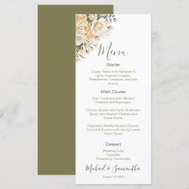 Elegante Parelwitte en Ivoren Rozen Bruiloft Menu