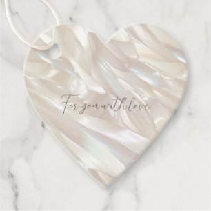 Elegante Parelwitte Schelp Abstract Bedankjes Labels