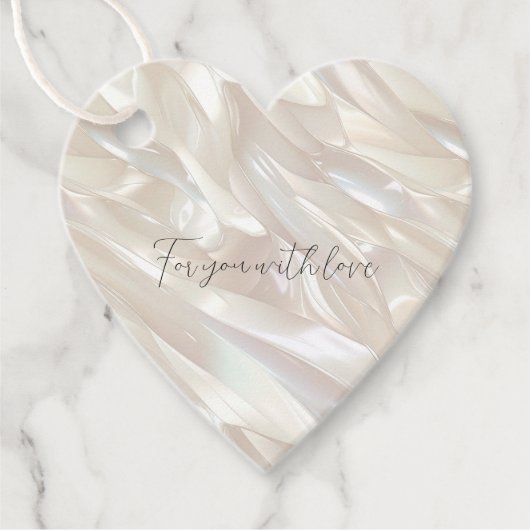 Elegante Parelwitte Schelp Abstract Bedankjes Labels (Voorkant)