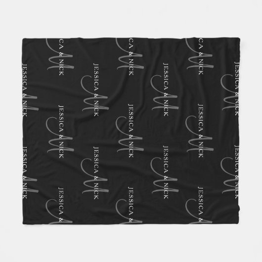 Elegante paren namen & monogram fleece deken (Voorkant (Horizontaal))
