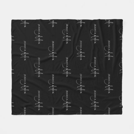 Elegante paren namen & monogram fleece deken (Voorkant (Horizontaal))