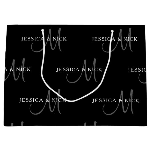 Elegante paren namen & monogram groot cadeauzakje (Voorkant)