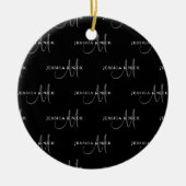 Elegante paren namen & monogram keramisch ornament (Voorkant)