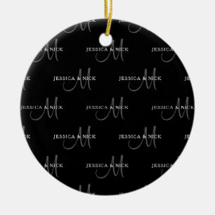 Elegante paren namen & monogram keramisch ornament
