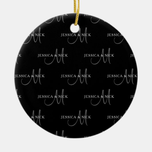 Elegante paren namen & monogram keramisch ornament (Voorkant)