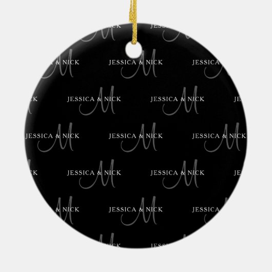 Elegante paren namen & monogram keramisch ornament (Achterkant)