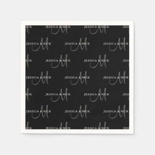 Elegante paren namen & monogram servet