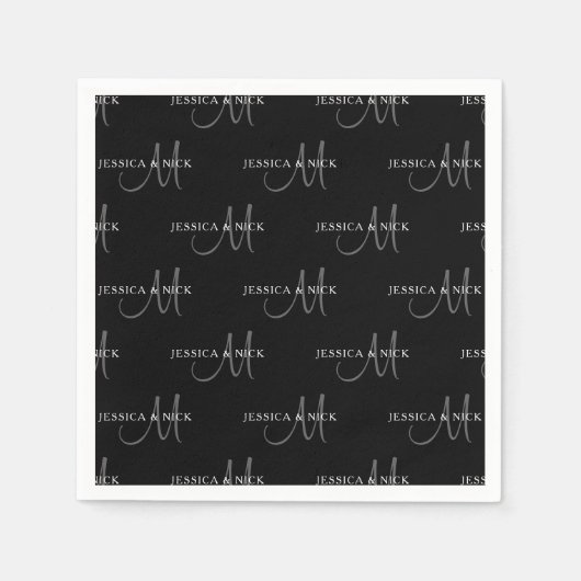 Elegante paren namen & monogram servet (Voorkant)
