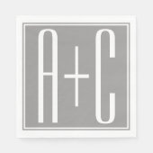 Elegante Paren Wit & Grijze Initails | Servet (Voorkant)