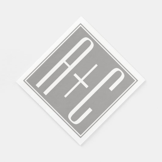 Elegante Paren Wit & Grijze Initails | Servet (Hoek)