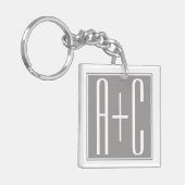 Elegante Paren Wit & Grijze Initails | Sleutelhanger (Voorkant Links)