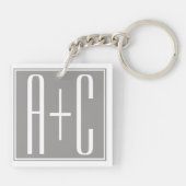 Elegante Paren Wit & Grijze Initails | Sleutelhanger (Achterkant)