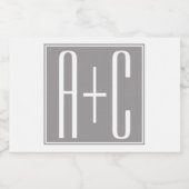 Elegante Paren Wit & Grijze Initails | Voedselcontainer Etiket (Enkel label)