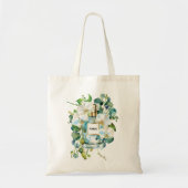 Elegante parfumfles met witte orchidee tote bag (Voorkant)
