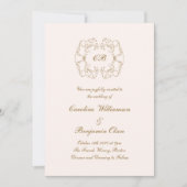 Elegante  Parijse blos en gouden bruiloft Kaart (Voorkant)